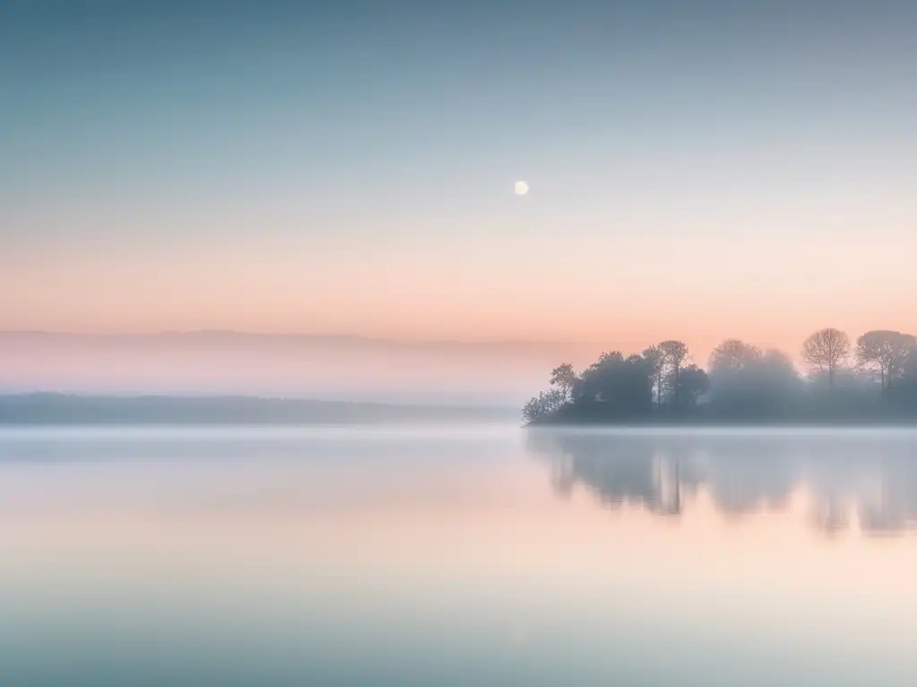 Paisaje sereno al amanecer, reflejando la belleza natural y habilidades de manejo del estrés