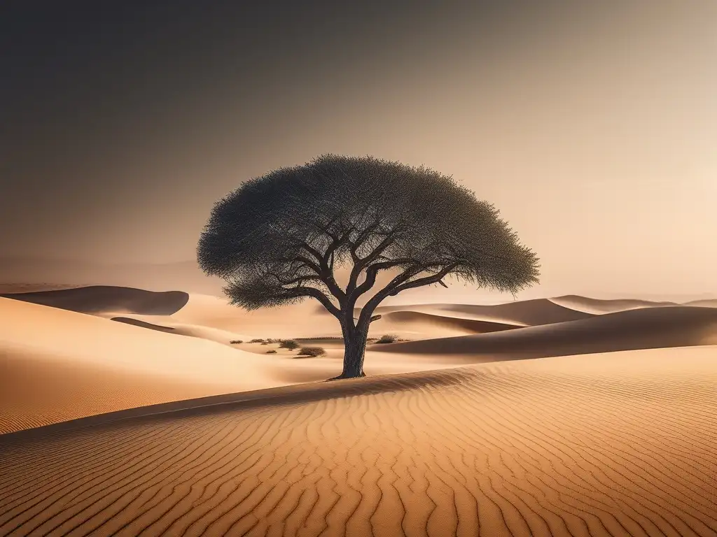 Importancia de habilidades blandas en manejo de frustración y desilusión: árbol en paisaje desértico