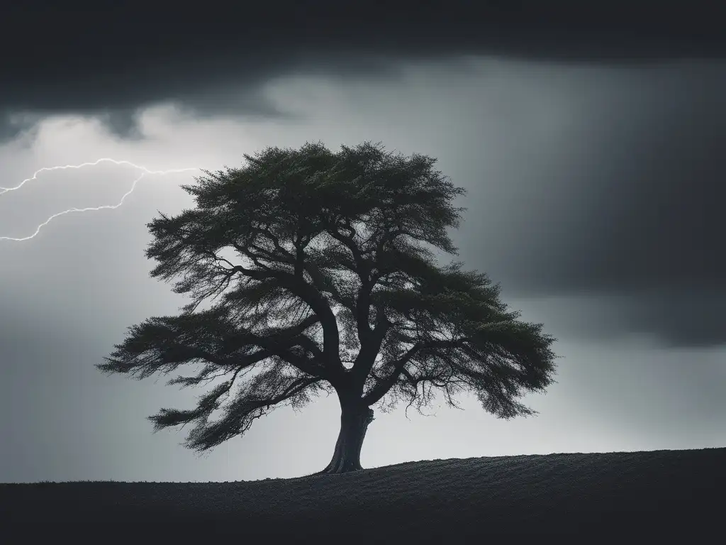 Árbol resiliente simbolizando gestión de equipos en tiempos de crisis