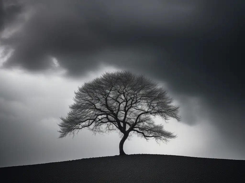 Solitario árbol en tierra árida, símbolo de la importancia de la comunicación efectiva en ecología