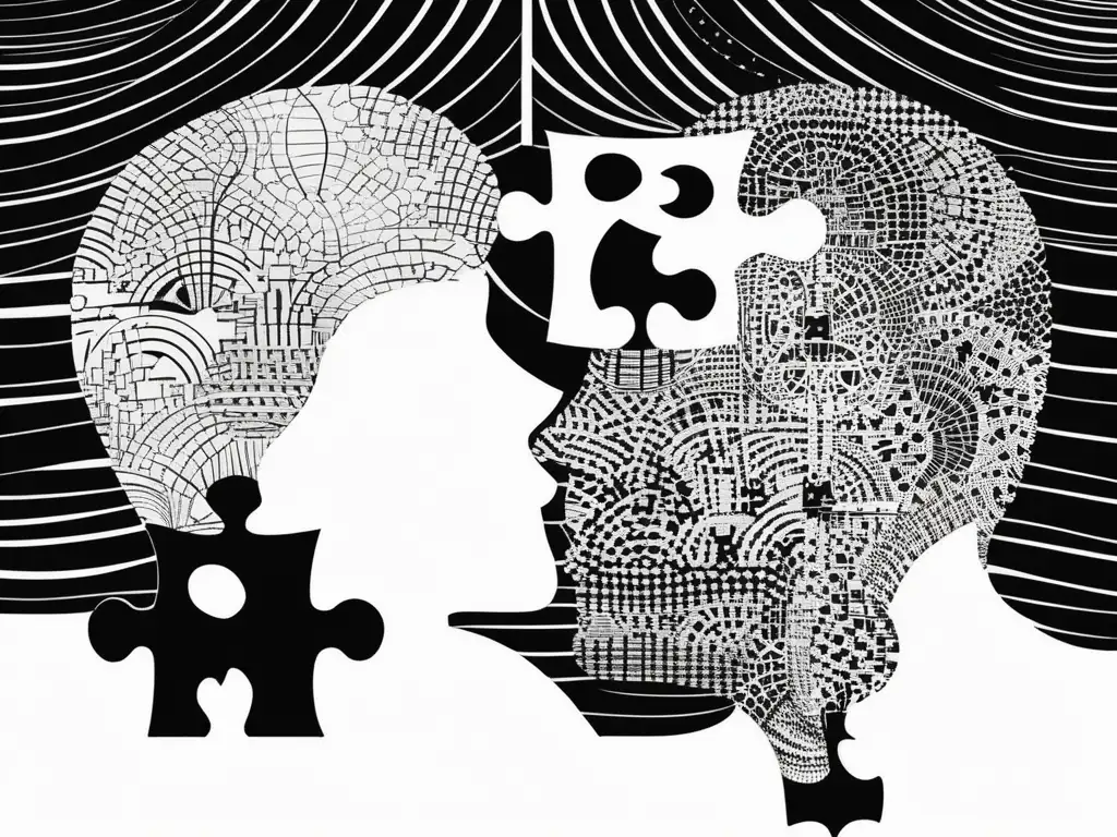 Toma de decisiones éticas: Artes abstractas en blanco y negro representando la interconexión de la ética y la empatía en los negocios