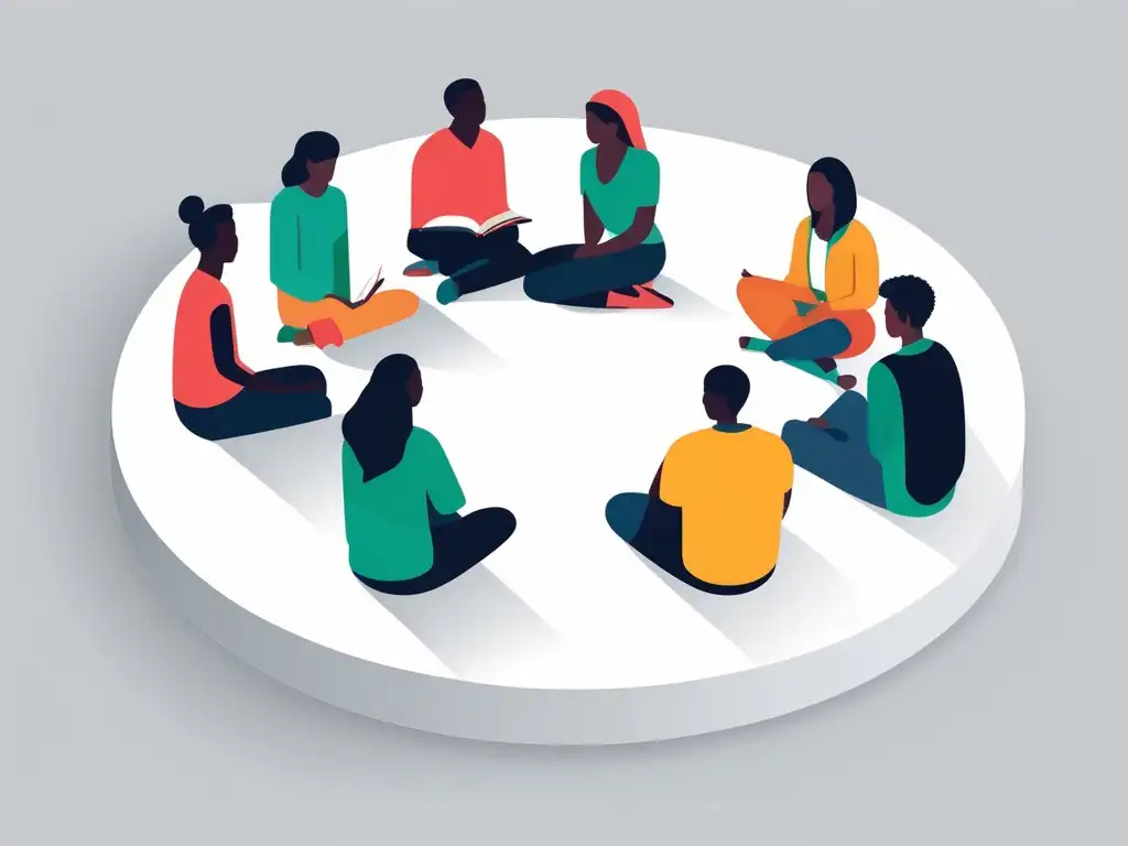 Estudiantes debatiendo ética y valores Fomentando ética educativa responsable: estudiantes discutiendo valores en forma abstracta