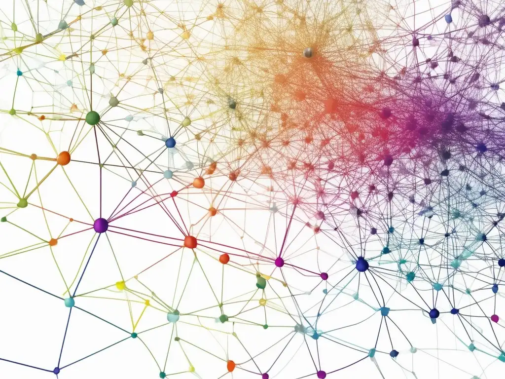 Fomentar colaboración efectiva equipo investigación académica en una red de nodos interconectados, simbolizando roles y expertise