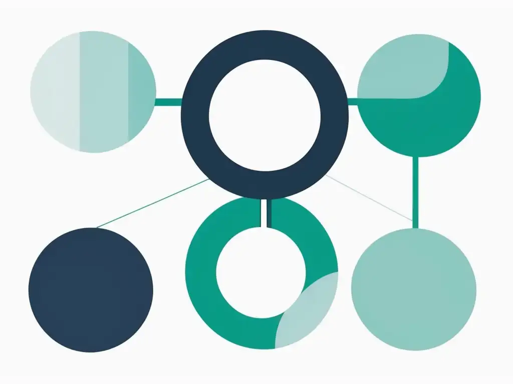 Importancia de la comunicación efectiva en salud mental: minimalismo abstracto de círculos interconectados y colores serenos