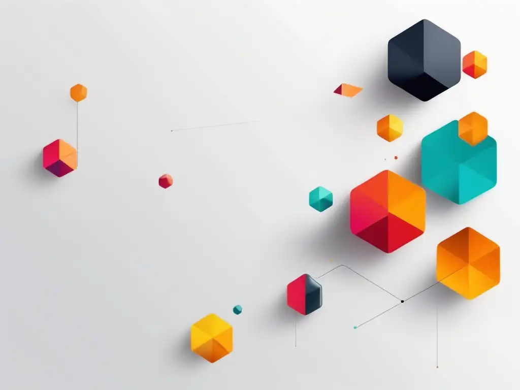 Técnicas de presentación en comunicación virtual: imagen abstracta con formas geométricas y colores vibrantes