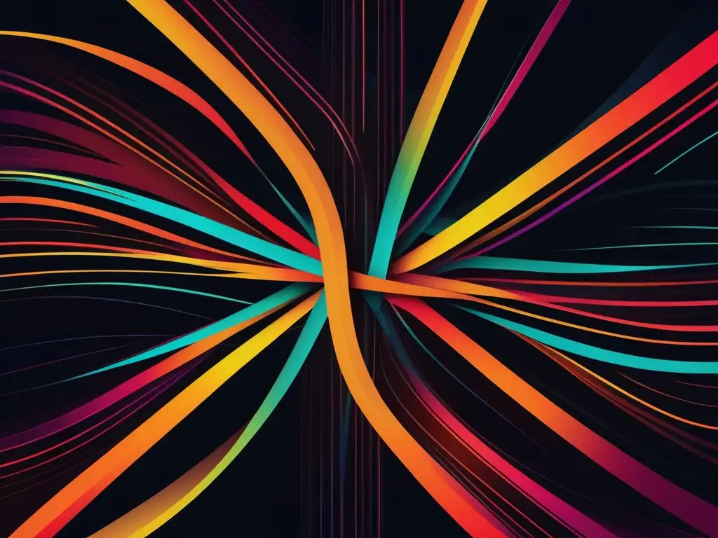 Líneas interconectadas en colores vibrantes Habilidades blandas para comunicación virtual: líneas vibrantes simbolizando mejora en comunicación, relaciones profesionales y energía eficaz