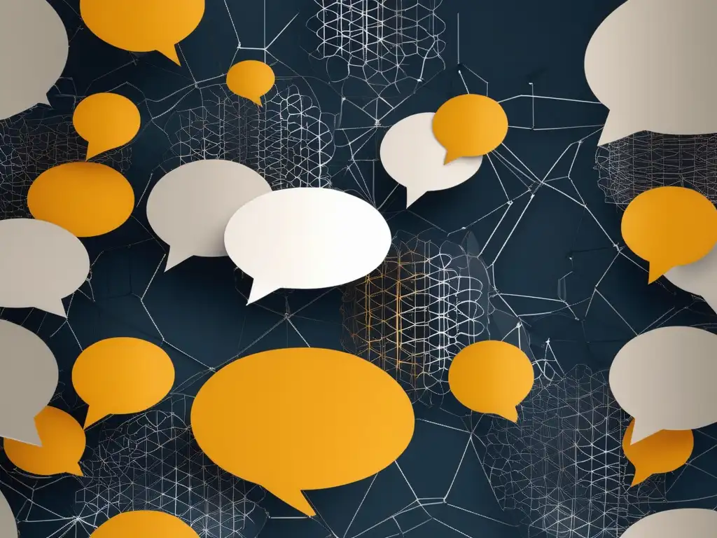Habilidades de comunicación virtual Habilidades blandas para comunicación virtual - Geometría abstracta de burbujas interconectadas con patrones simbólicos