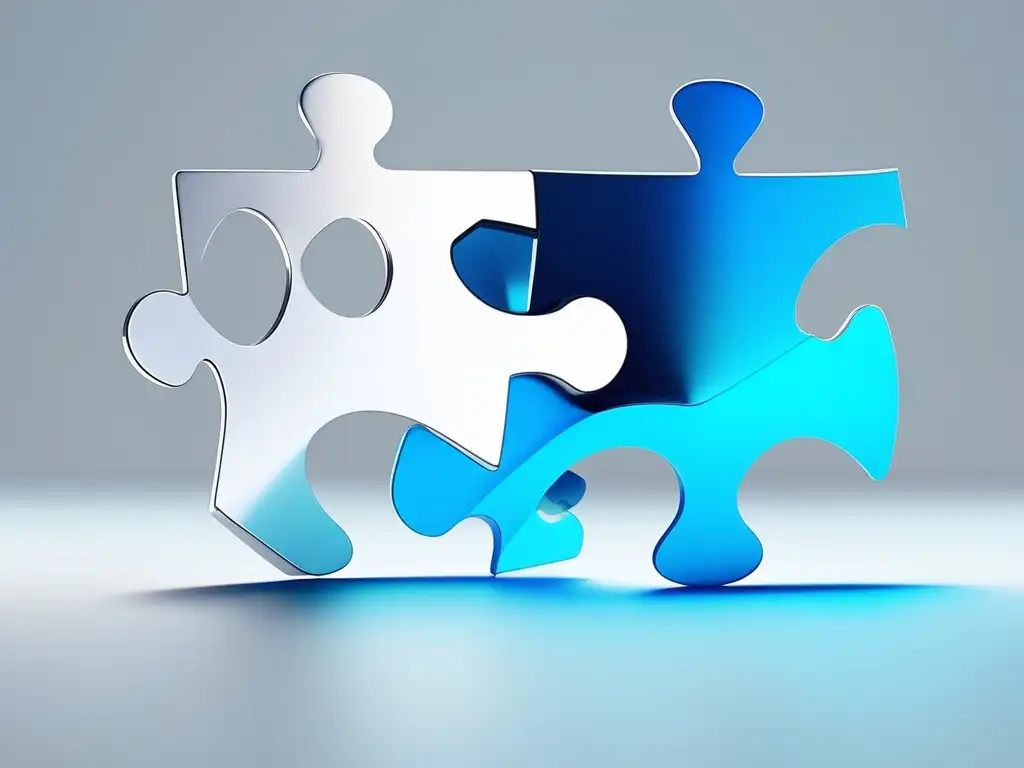 Conexiones sólidas: confianza e integridad Integridad y confianza en relaciones: imagen abstracta de dos piezas de rompecabezas interconectadas en tonos de azul y gris