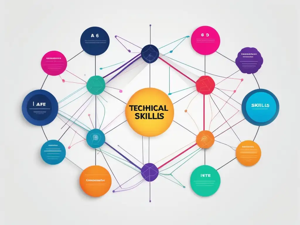 Diferencias Habilidades Blandas vs Técnicas: Imagen 8k detallada que muestra representación abstracta y minimalista de ambas habilidades