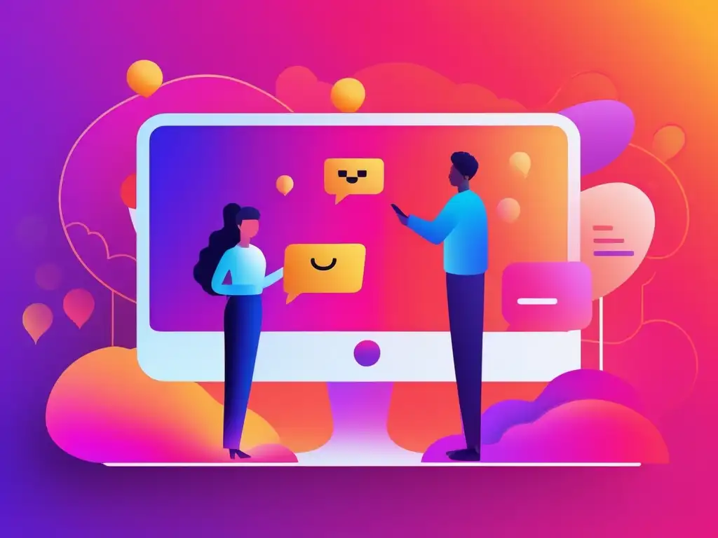 Importancia comunicación no verbal era digital: imagen conversación virtual con emojis y gestos