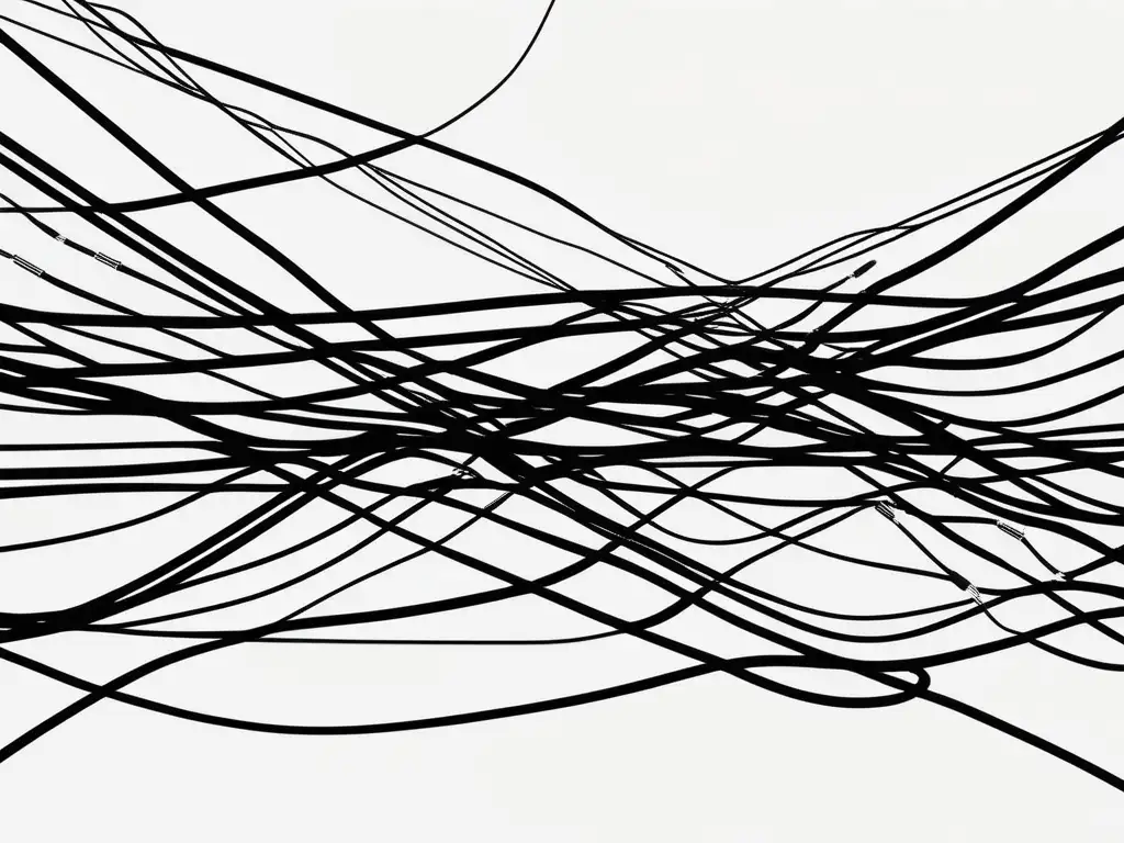 Redes digitales: La falta de comunicación no verbal en la era digital Importancia de la empatía digital: Red de cables digitales con emoticonos pixelados, simbolizando la falta de comunicación no verbal en la era digital