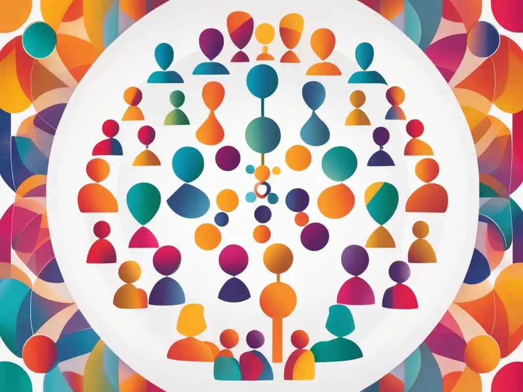 Figuras humanas interconectadas, diversidad y responsabilidad social Habilidades blandas para responsabilidad social: figura abstracta representando diversidad, interconexión y acción colectiva