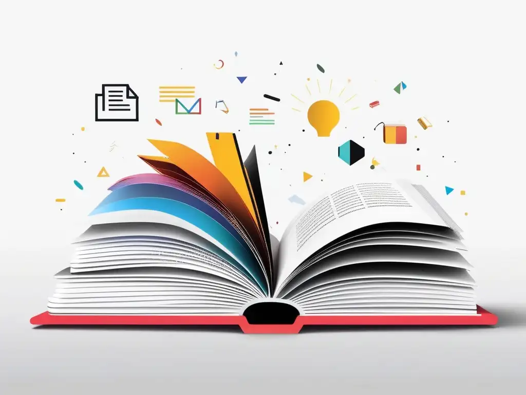 Educación responsable y ciudadanía Fomentando ética educativa responsable: imagen abstracta de educación y ciudadanía responsable con libro abierto y formas geométricas coloridas