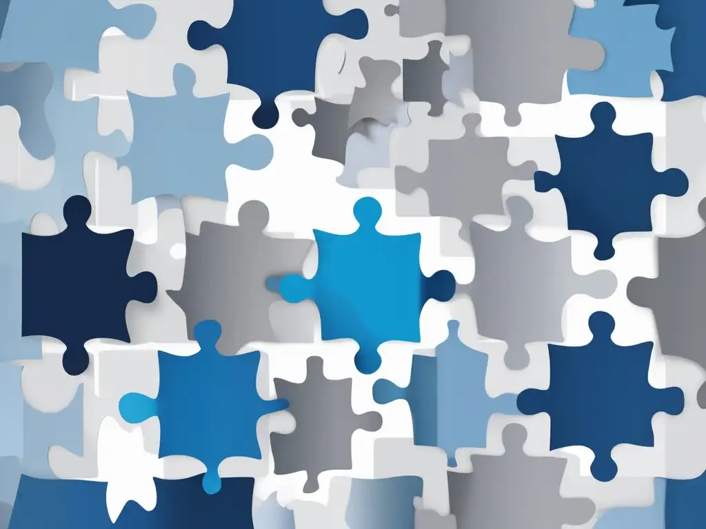 Rompecabezas colaborativo azul y gris Fomentando ética educativa responsable, colaboración y responsabilidad social en instituciones educativas