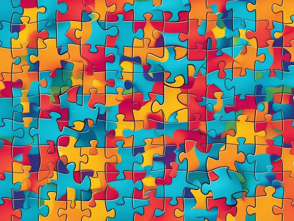 Importancia de la resiliencia en el trabajo: Emociones interconectadas en puzzle vibrante y colorido