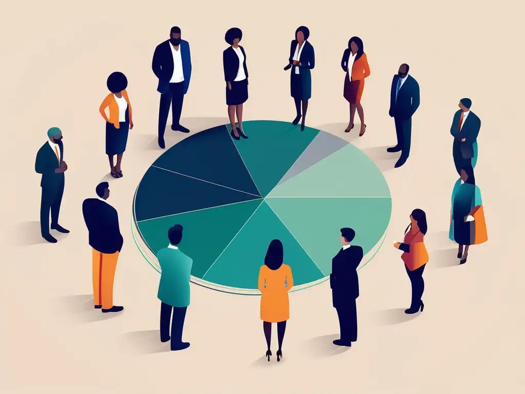 Importancia de la resiliencia en el trabajo: equipo diverso y colaborativo representado por formas geométricas