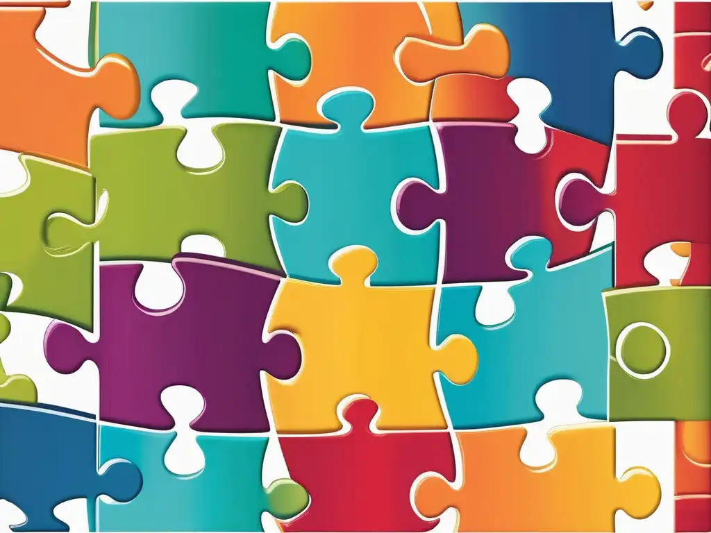 Puzzle de colaboración y teamwork: mejorar asertividad, diversidad, creatividad, unidad y productividad