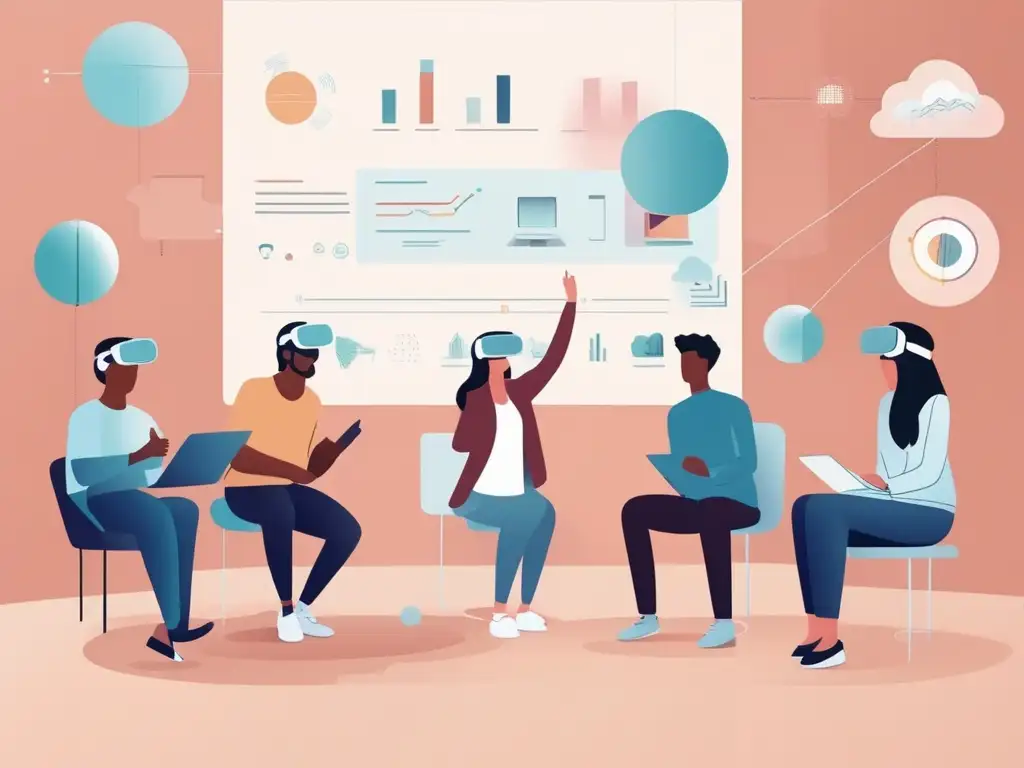 Estudiantes colaborando con Realidad Aumentada en clases de habilidades blandas