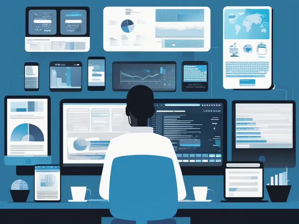 Sobrecarga digital: Estrés en el mundo tecnológico Persona estresada en mundo digital: Manejo del estrés en el mundo digital