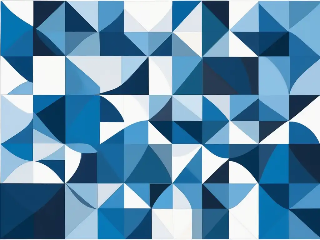 Geometría azul y blanco que simboliza la colaboración y habilidades blandas para la innovación creativa