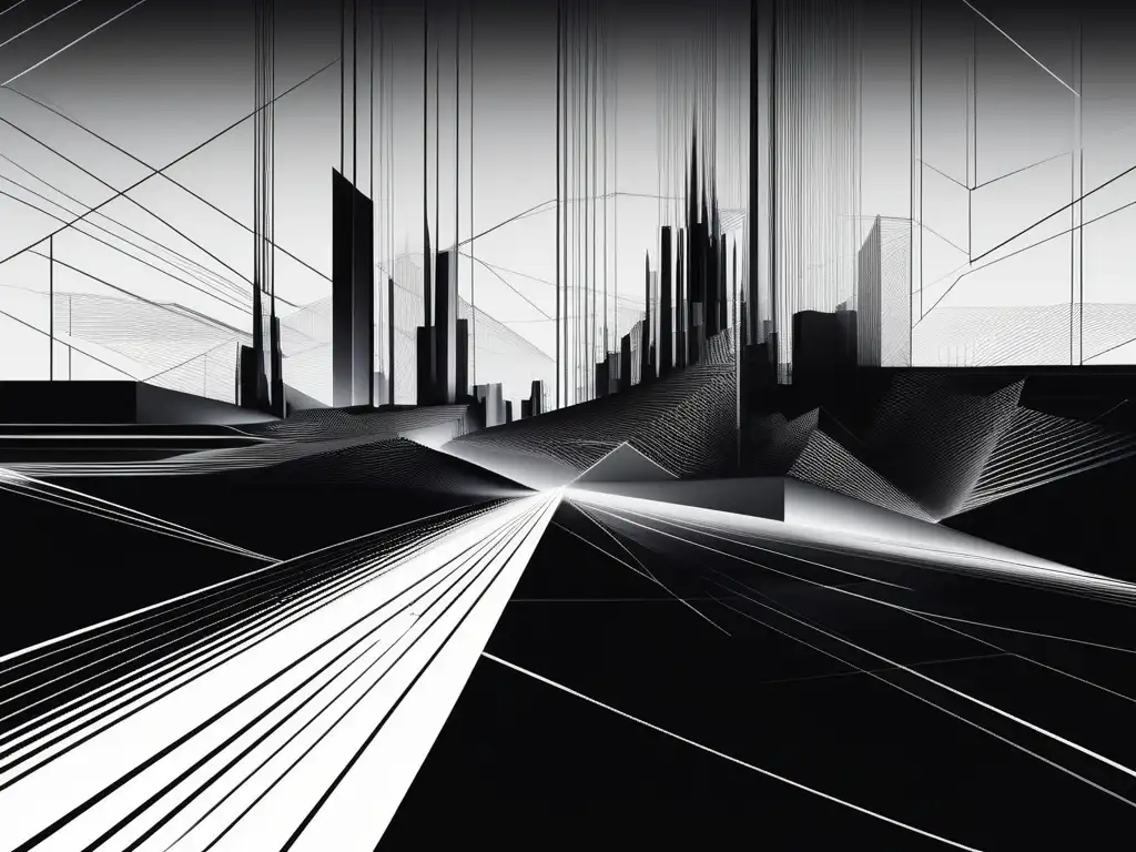 Paisaje digital geométrico Paisaje digital abstracto que destaca la importancia de la integridad digital, con formas geométricas y líneas intrincadas