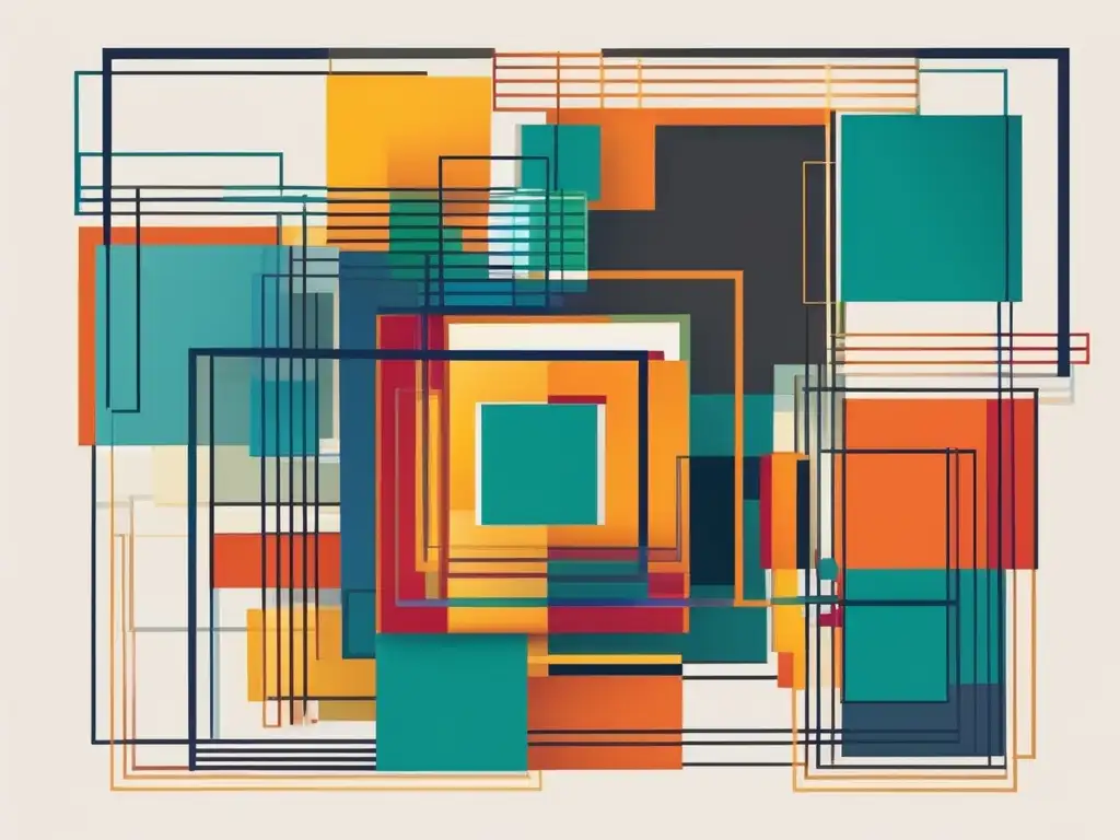 Imagen abstracta de formas geométricas y líneas vibrantes que representan habilidades blandas en enseñanza con Realidad Aumentada