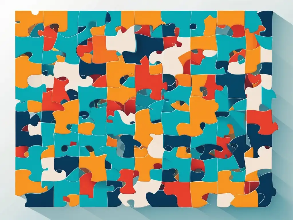 Puzzle habilidades blandas RSC: Interconexión armónica de piezas que representan habilidades como comunicación, empatía y manejo de conflictos