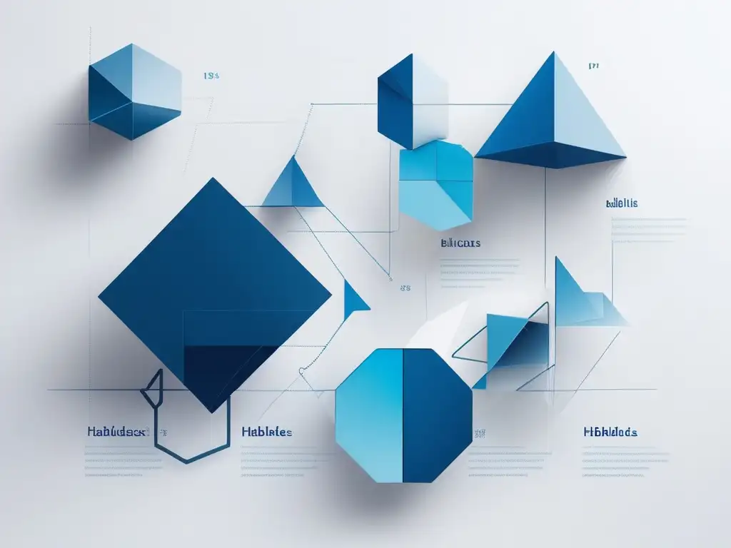 Diferencias habilidades blandas y técnicas analizadas en imagen abstracta de formas geométricas azules entrelazadas