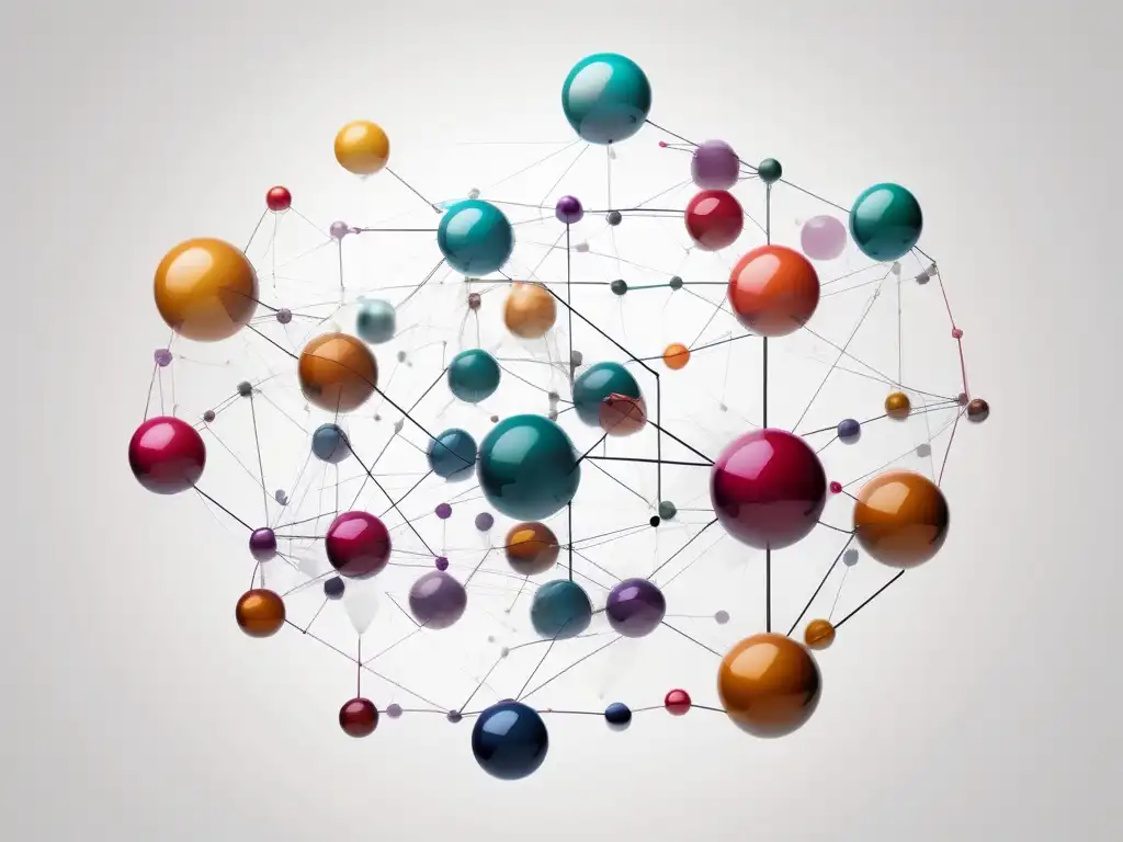 Habilidades blandas en negociaciones internacionales: imagen 8K de esferas interconectadas que representan la comunicación, inteligencia emocional y habilidades sociales