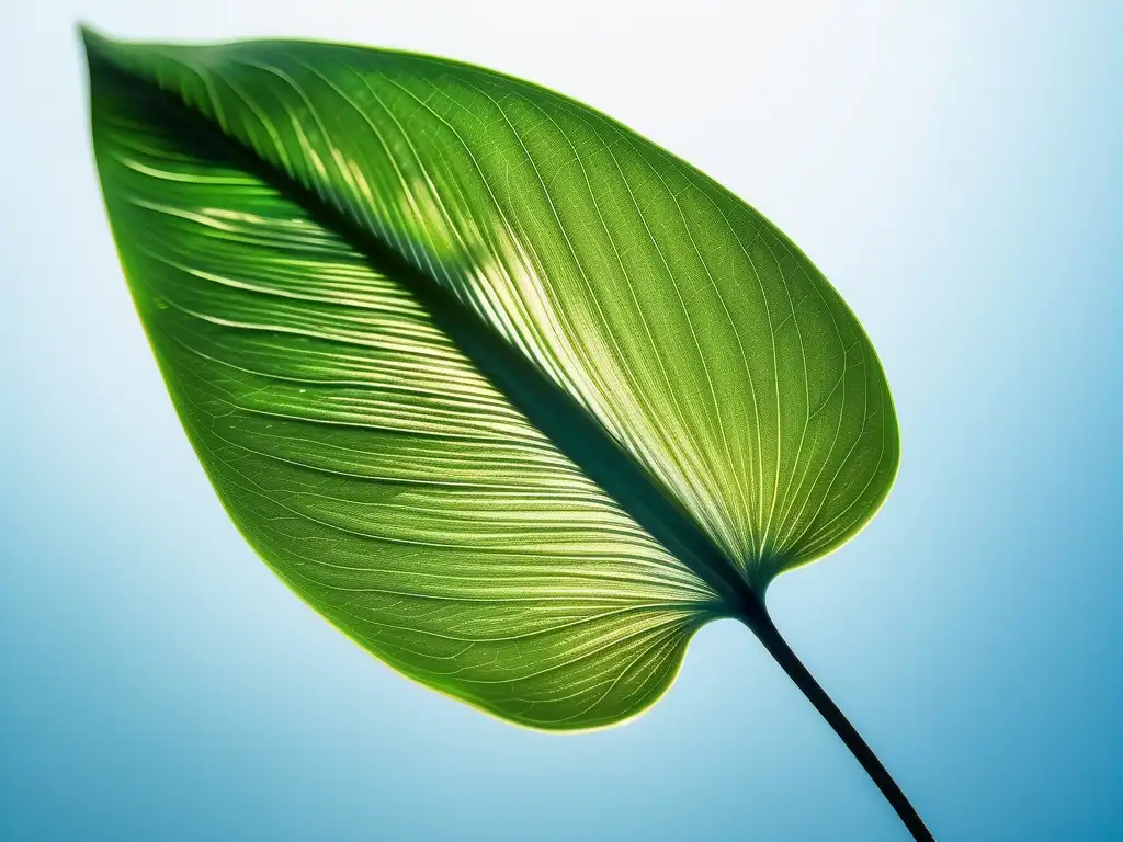 Hoja verde flotando en un aura etérea