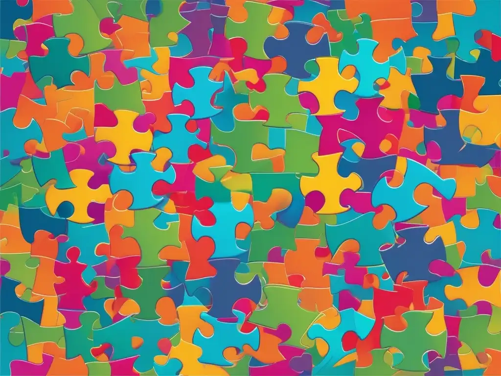 Importancia habilidades blandas mundo empresarial: puzzle de colores interconectados