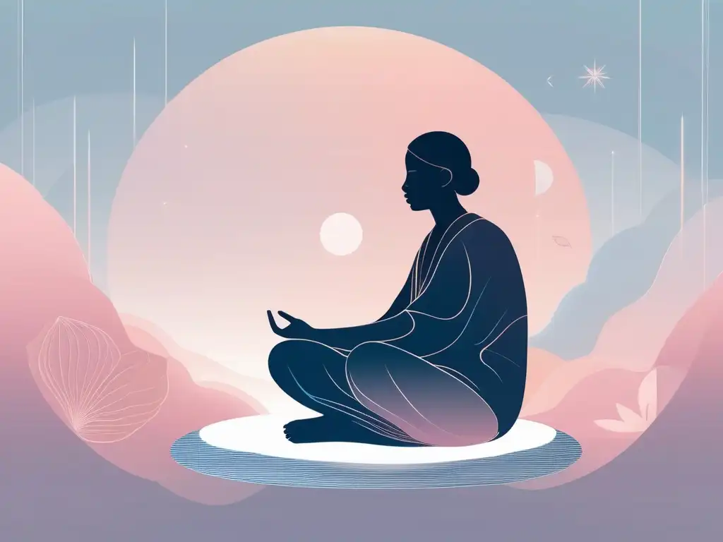 Persona meditando en entorno sereno, simbolizando habilidades blandas en mindfulness y autocuidado