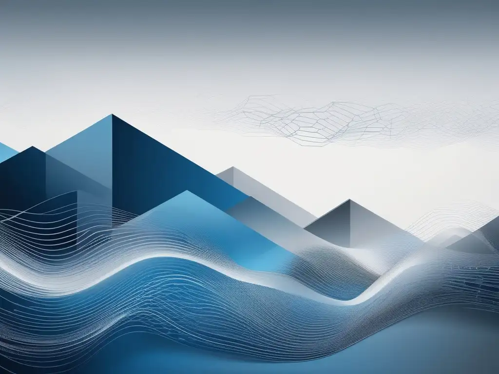 Paisaje digital minimalista Paisaje digital azul y gris que simboliza la integridad digital