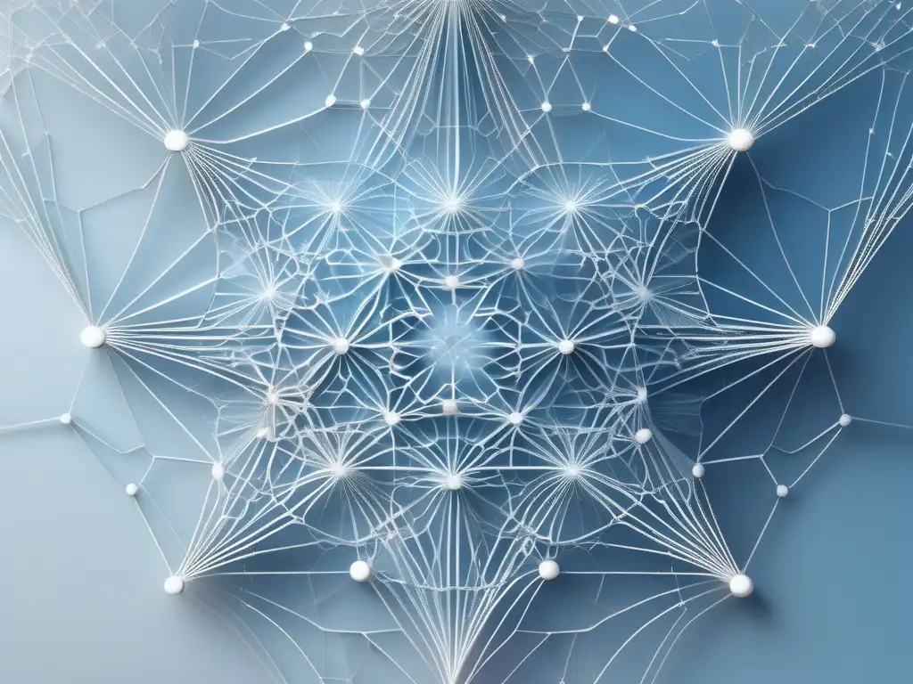 Representación abstracta de la empatía en la toma de decisiones Importancia de la empatía en decisiones éticas: imagen 8k detallada, minimalista y abstracta con tonos azules y blancos