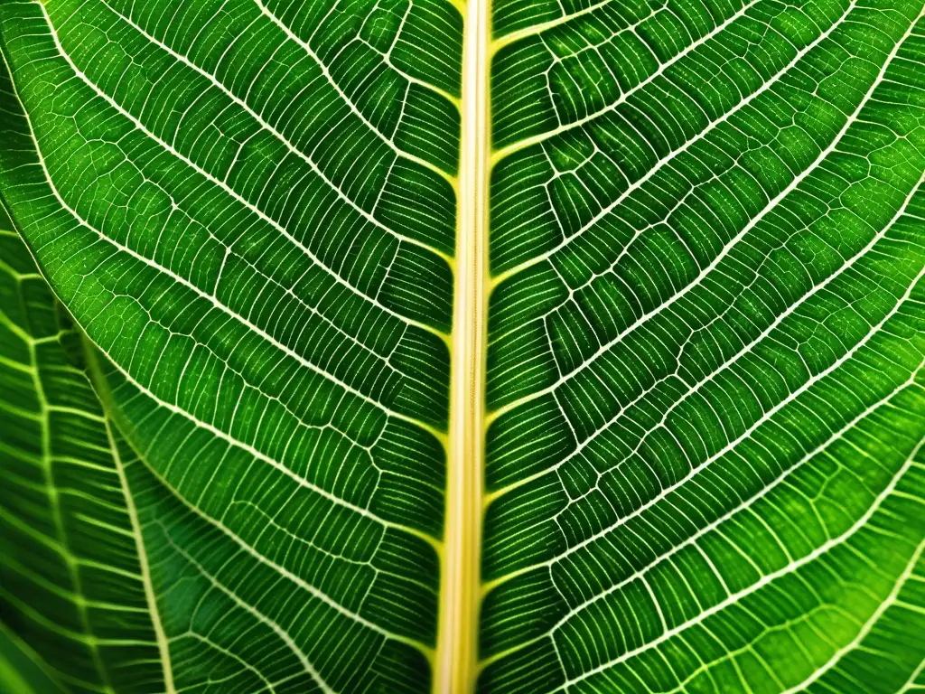 Hoja verde simétrica con patrones y texturas: Técnicas de comunicación ambiental sostenible