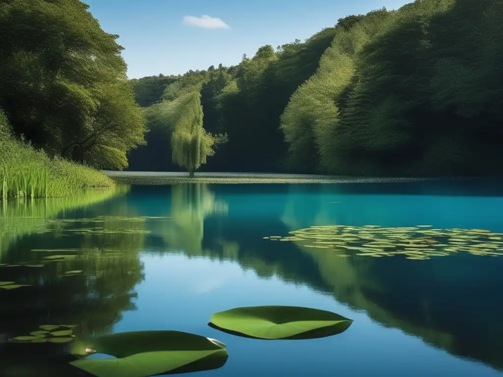 Imagen: Lago sereno rodeado de vegetación, transmitiendo calma y relajación