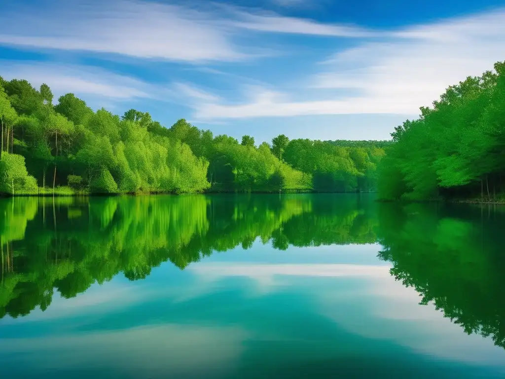 Importancia de habilidades blandas en salud mental: imagen de un lago tranquilo rodeado de árboles verdes