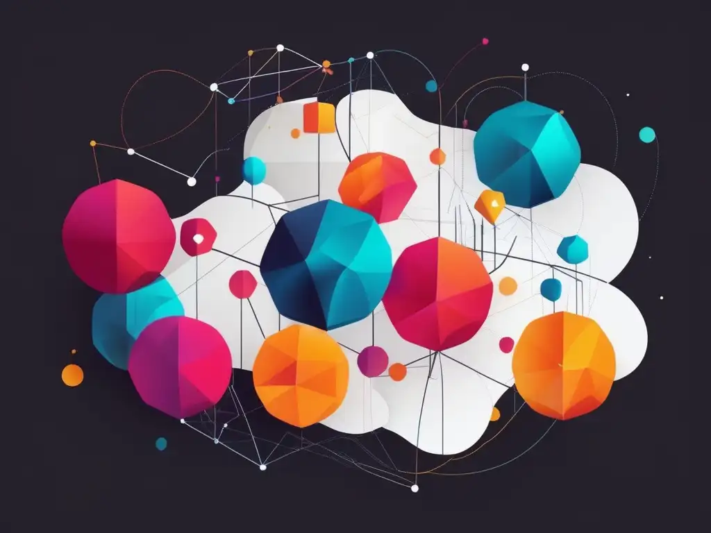 Realidad Virtual y habilidades blandas en una representación abstracta y minimalista de formas geométricas coloridas interconectadas