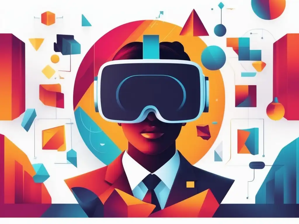 Resiliencia y realidad virtual Beneficios de Realidad Virtual para la resiliencia: imagen abstracta representando habilidades de resiliencia con formas geométricas coloridas y conectadas