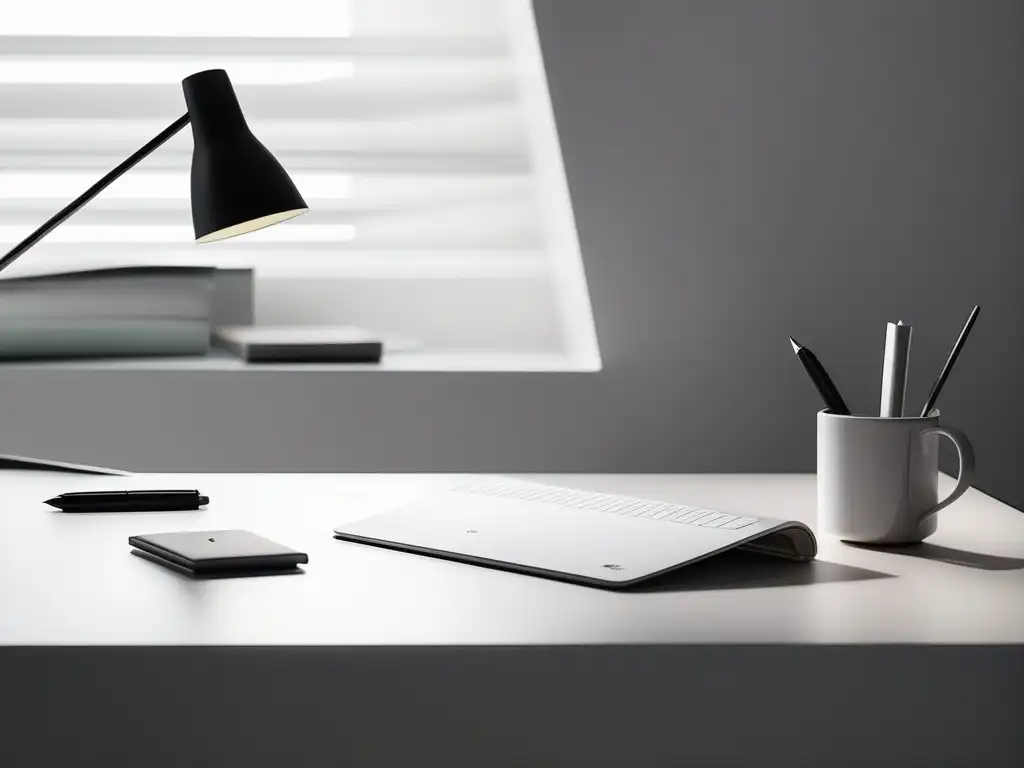 Espacio de trabajo minimalista y sereno Espacio de trabajo minimalista y sereno - Gestión del tiempo en teletrabajo