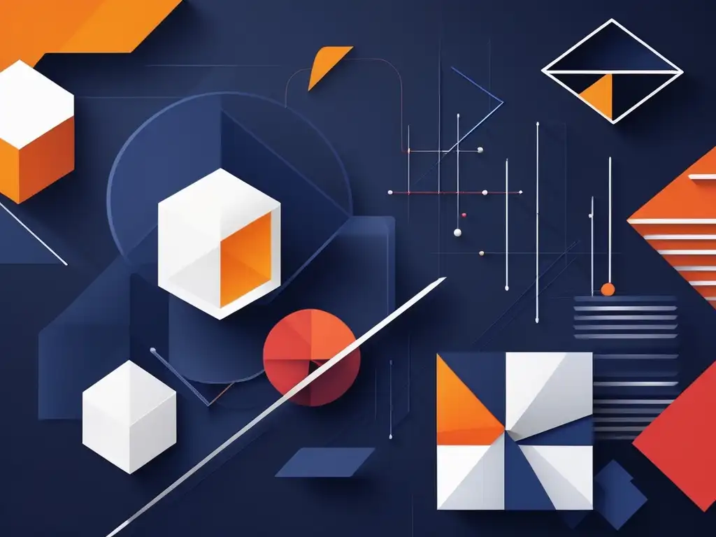 Habilidades blandas para ética informacional: composición abstracta y minimalista con esfera central y líneas vibrantes