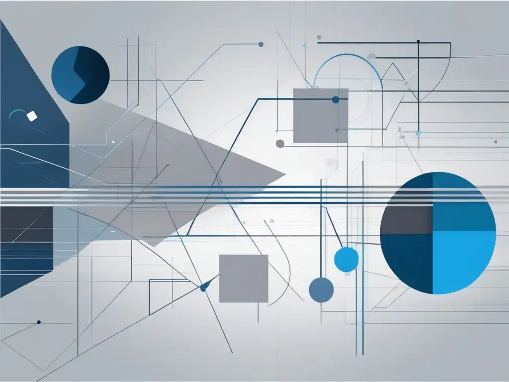 Importancia ética digital, habilidades blandas - Imagen minimalista de líneas y formas interconectadas en tonos azules y grises