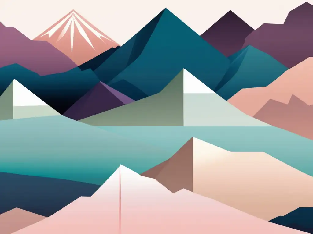 Importancia de la motivación: paisaje montañoso minimalista de 8k con detalles intrincados, colores pastel y sensación de calma