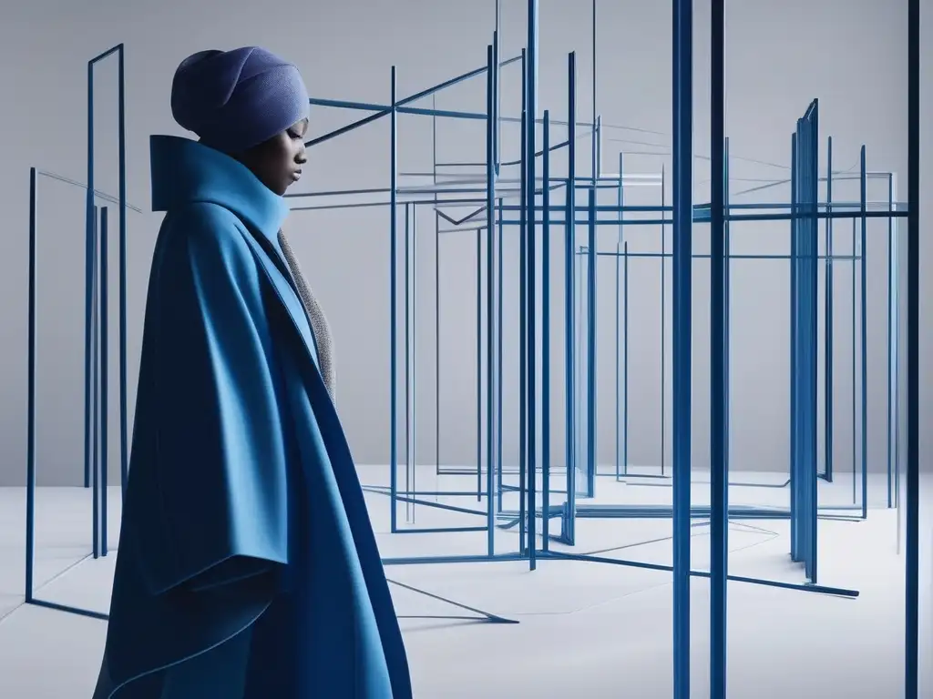 Habilidades de empatía en relaciones: imagen abstracta minimalista de líneas y formas entrelazadas en tonos azules y grises