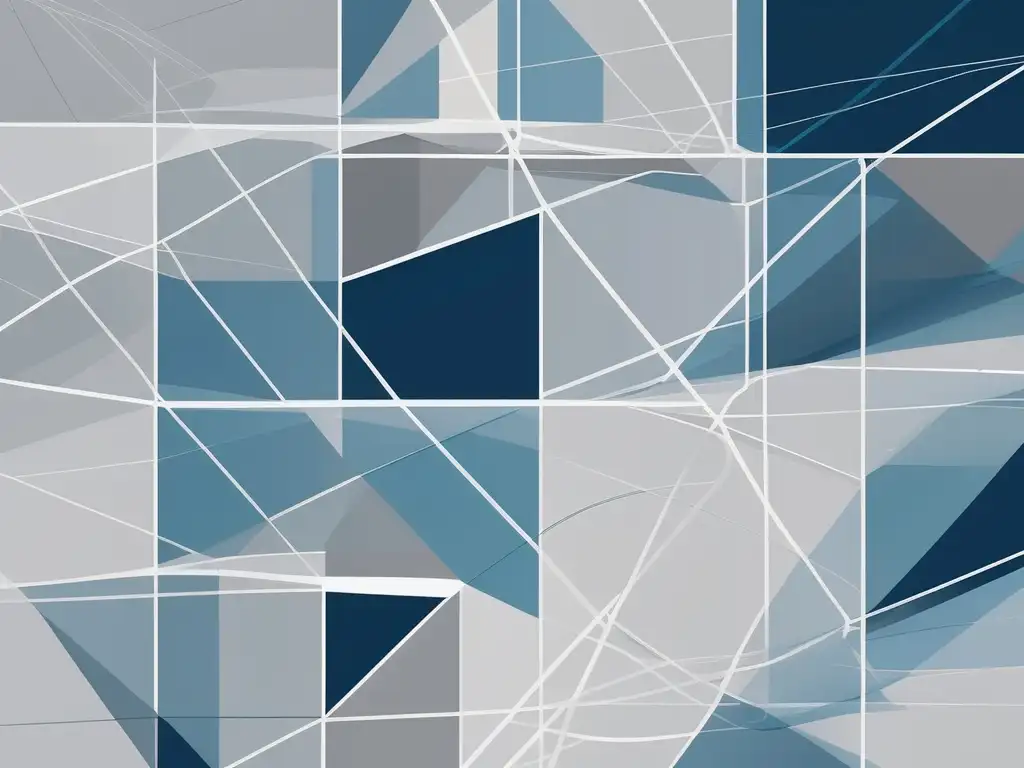 Comunicación no verbal en videoconferencias Importancia de la comunicación no verbal en videoconferencias: Interconexión de líneas y formas en tonos azules y grises, simbolizando la complejidad y profundidad de la comunicación sin palabras