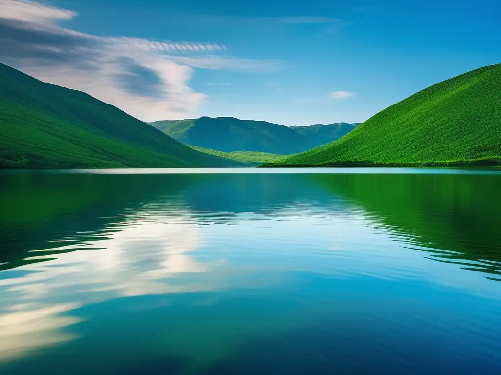 Cultivar paciencia en trabajo en equipo: imagen serena de lago rodeado de montañas verdes