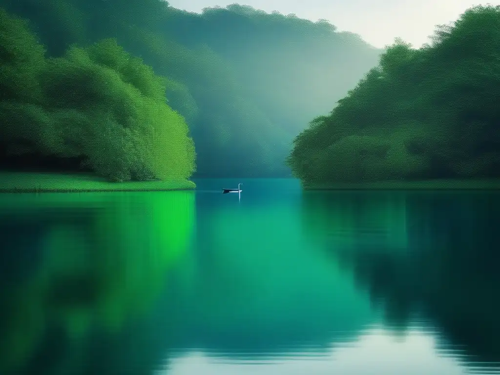 Imagen de lago sereno rodeado de vegetación, transmitiendo tranquilidad y la importancia de pausas en la comunicación