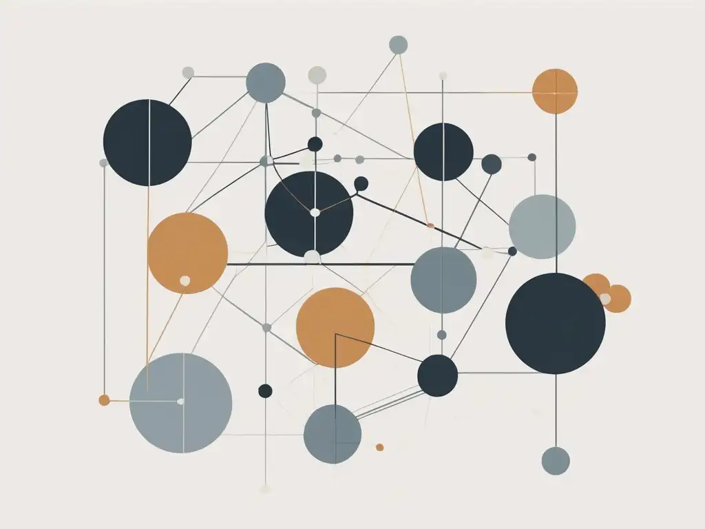 Estilos de liderazgo interpersonales: red abstracta elegante y equilibrada