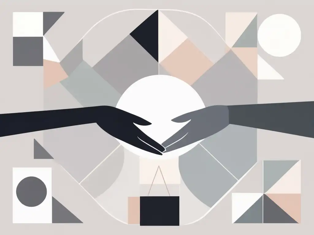 Importancia de la empatía en conflictos: manos abstractas simbolizan escucha y comprensión