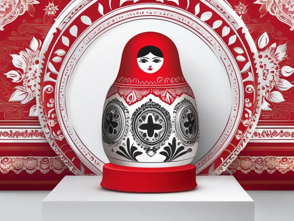 Habilidades blandas en Rusia: Liderazgo y empatía - Muñeca matryoshka roja con motivos tradicionales rusos, destacando la rica herencia cultural